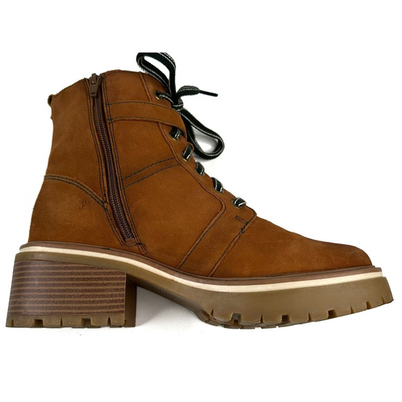 Naturalizer Jac Water Repellent Tawny Brown Suede Ankle Combat Boots Women's 10M - Picture 8 of 12